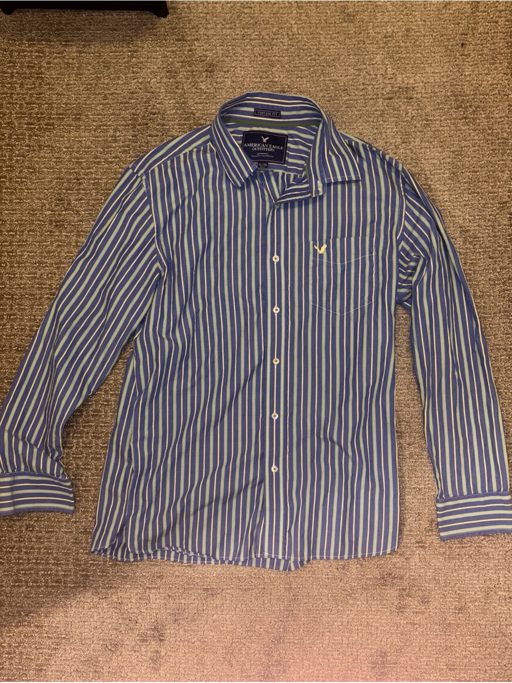 American Eagle Vintage Fit Striped Button Down Shirt Men’s XL